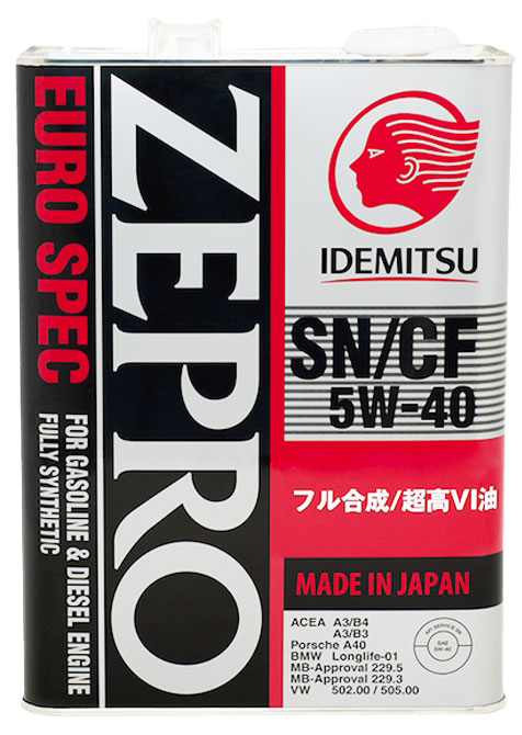 Моторное масло IDEMITSU ZEPRO EURO SPEC SN/СF 5W-40, 4л